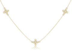 15" Choker Simplicity Chain Gold - Classic Beaded Signature Cross Gold Front View