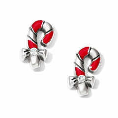 Candy Cane Mini Post Earrings in Silver and Red.