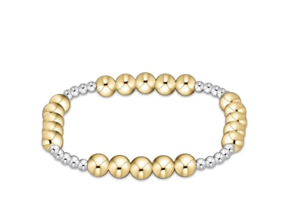 Classic Blissful Pattern 3mm Bead Bracelet - 6mm Mixed Metal