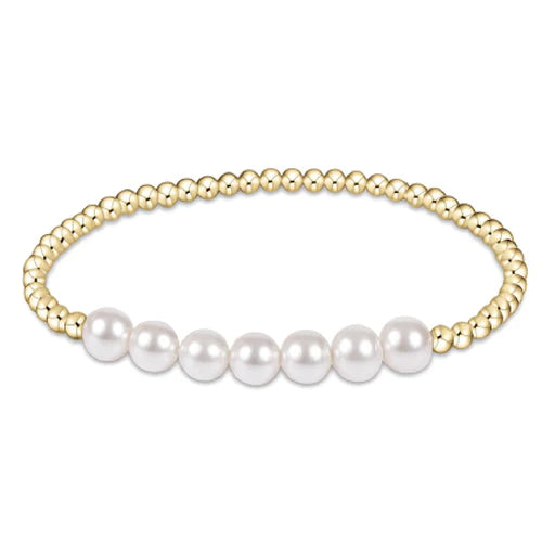 Classic Gold Beaded Bliss 3mm Bead Bracelet - 6mm Pearl