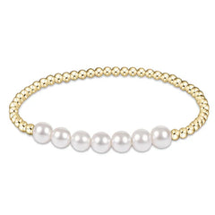 Classic Gold Beaded Bliss 3mm Bead Bracelet - 6mm Pearl