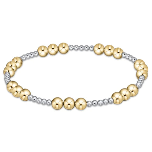 Classic Joy Pattern 5mm Bead Bracelet - Mixed Metal - Enewton