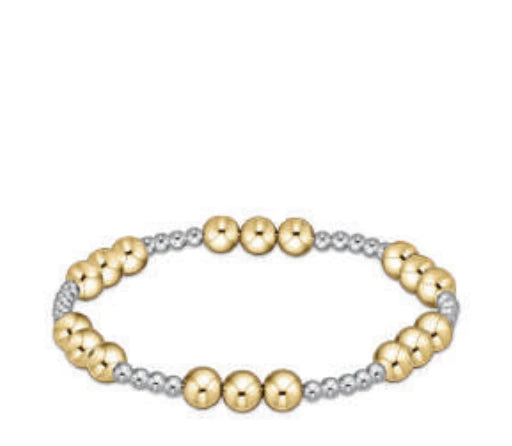 Classic Joy Pattern 6mm Bead Bracelet - Mixed Metal