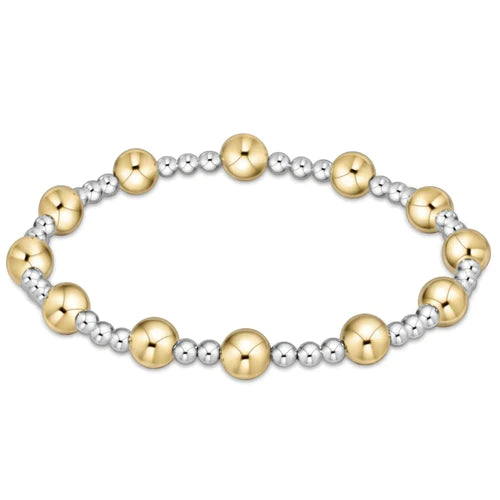 Classic Sincerity Pattern 6mm Bead Bracelet - Mixed Metal