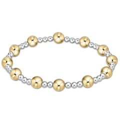 Classic Sincerity Pattern 6mm Bead Bracelet - Mixed Metal