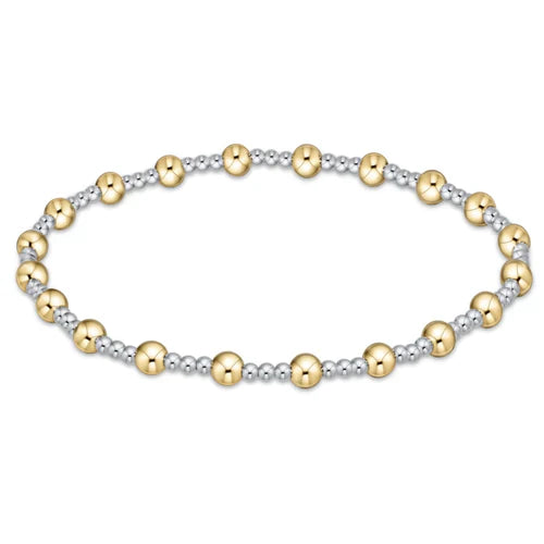 Classic Sincerity Pattern 4mm Bead Bracelet - Mixed Metal