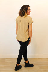 Cleo Textured Short Sleeve Button Down Back View