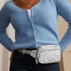Mini Belt Bag Cloud Gray Paisley Model View
