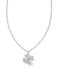 Clover Crystal Short Pendant Necklace - Silver White Crystal - Kendra Scott