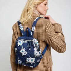 Vera Bradley Convertible Small Backpack in Blooms and Branches Navy.
