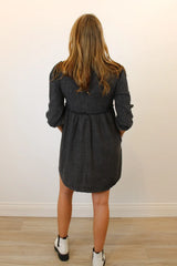 Country Girl Washed Denim Dress Black Back View