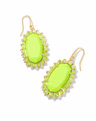 Dani Color Burst Frame Drop Earrings - Gold Chartreuse Magnesite - Kendra Scott