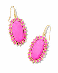 Dani Color Burst Frame Drop Earrings - Gold Neon Pink Magesite - Kendra Scott