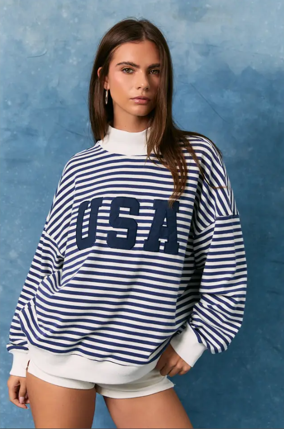 Americana Stripe Mock Neck Sweatshirt