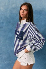 Americana Stripe Mock Neck Sweatshirt