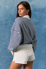 Americana Stripe Mock Neck Sweatshirt
