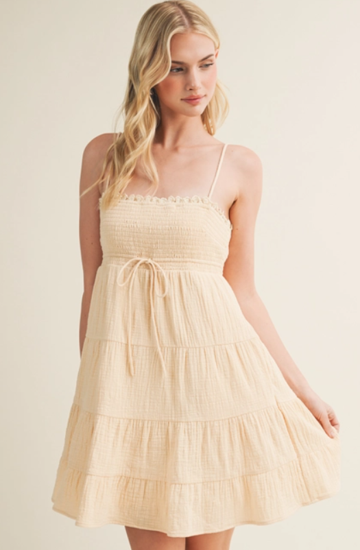 Golden Hour Smocked Mini Dress