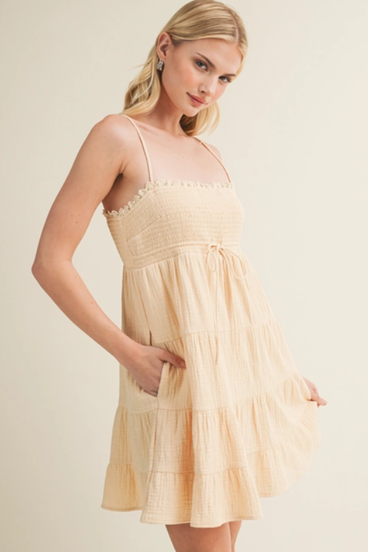 Golden Hour Smocked Mini Dress