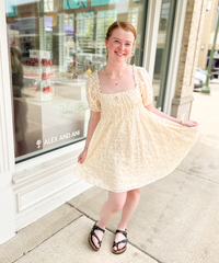 Bonnie Lace Puff Sleeve Dress | Cream