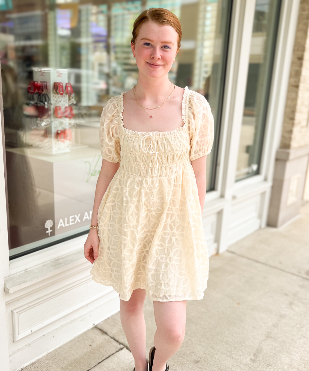 Bonnie Lace Puff Sleeve Dress | Cream