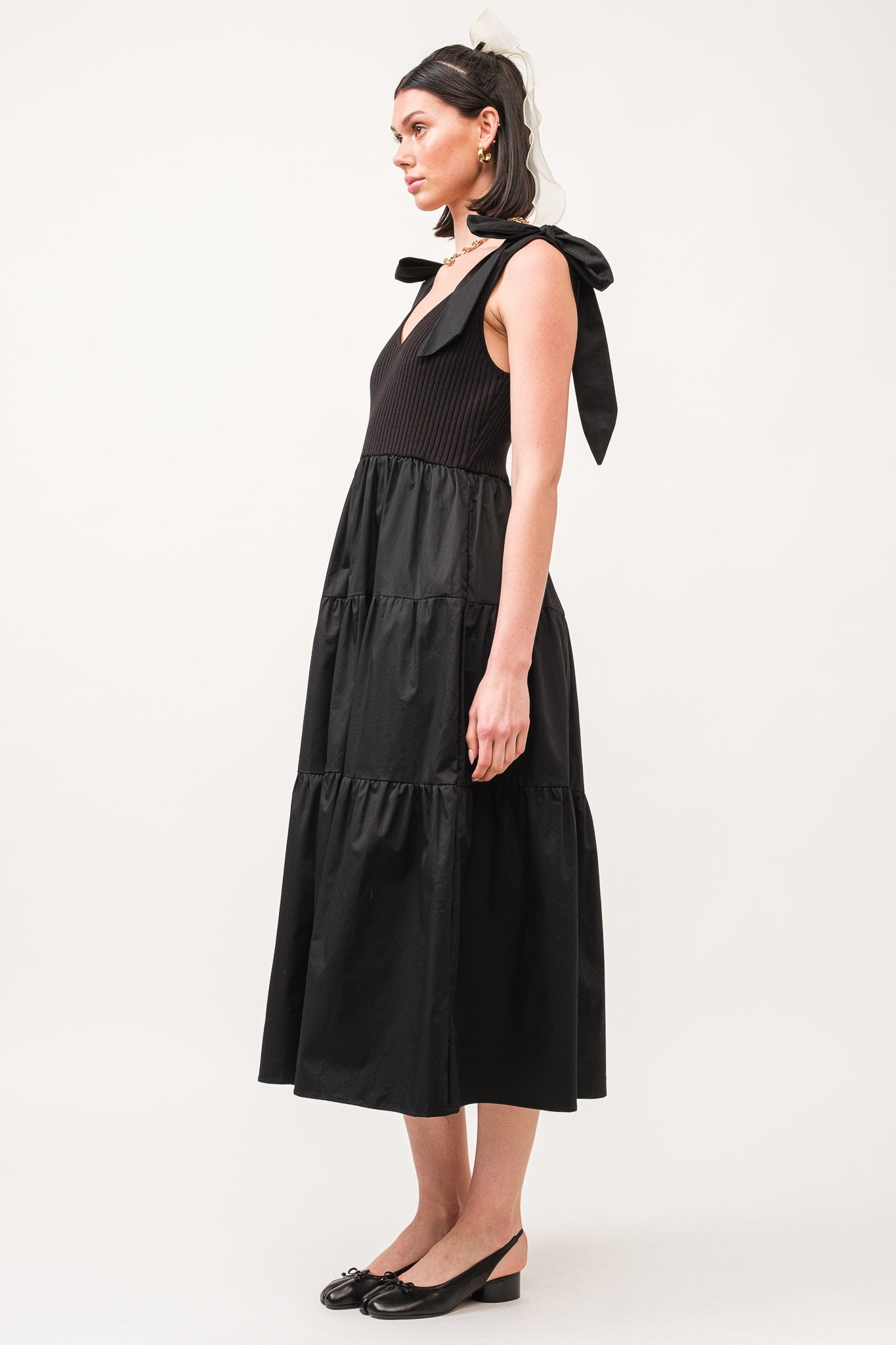 Black Sienna Dress in the color black.