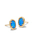 Kendra Scott Daphne Framed Stud Earrings in Gold Bright Blue Kyocera Opal.