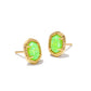 Kendra Scott Daphne Framed Stud Earrings in Gold Bright Green Kyocera Opal.