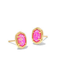 Kendra Scott Daphne Framed Stud Earrings in Gold Magenta Kyocera Opal.