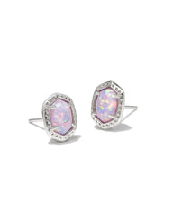 Kendra Scott Daphne Framed Stud Earrings in Silver Lilac Kyocera Opal.