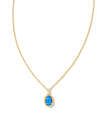 Daphne Framed Short Pendant Necklace in Bright Blue Kyocera Opal - Kendra Scott