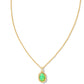 Daphne Framed Short Pendant Necklace in Gold Bright Green Kyocera Opal - Kendra Scott