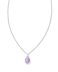 Daphne Framed Short Pendant Necklace in Silver Lilac Kyocera Opal - Kendra Scott