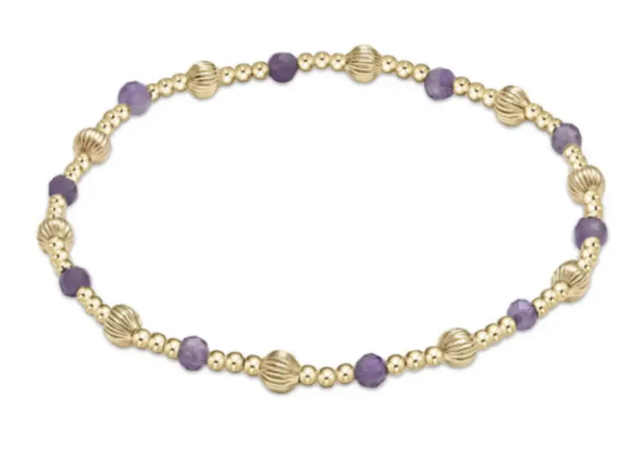 Dignity Sincerity Pattern 4mm Bead Bracelet - Amethyst Front View