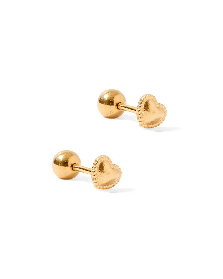 Lily Co Screwback Stud earrings in the shape of hearts.