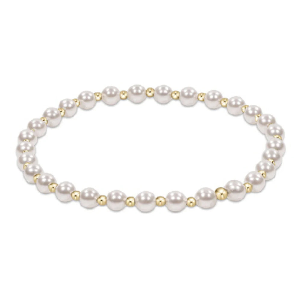 Classic Grateful Pattern 4mm Bead Bracelet - Pearl