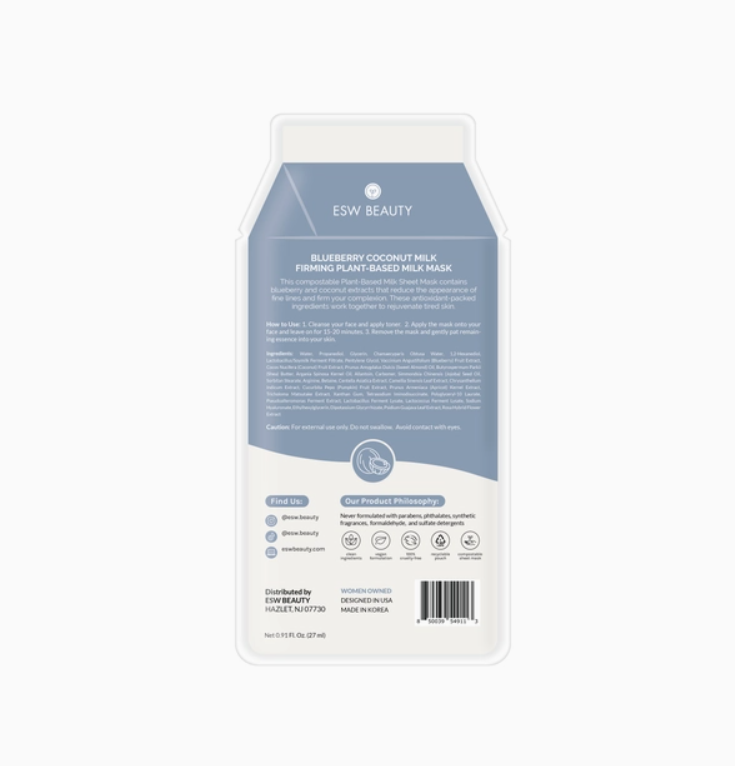 ESW Beauty Blueberry Coconut Milk Firming Plant-Based Milk Sheet Mask
