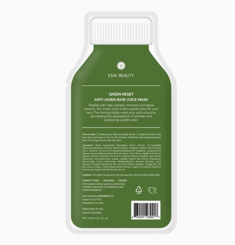 ESW Beauty Green Reset Anti Aging Raw Juice Sheet Mask