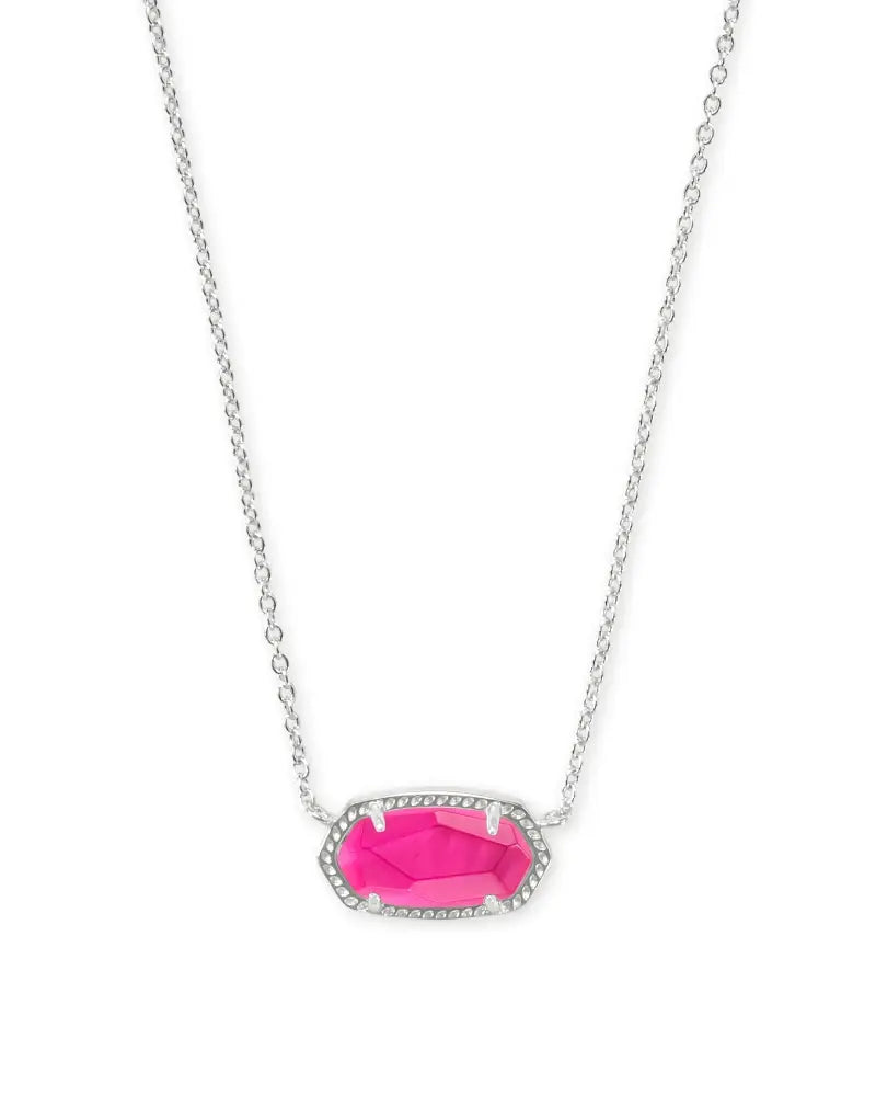 Elisa Short Pendant Necklace Rhodium Azalea Illusion Front View