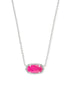 Elisa Short Pendant Necklace Rhodium Azalea Illusion Front View