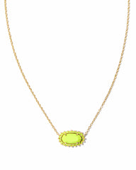 Elisa Color Burst Frame Short Pendant Necklace in Chartreuse Magensite - Kendra Scott