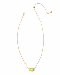 Elisa Color Burst Frame Short Pendant Necklace in Chartreuse Magensite - Kendra Scott