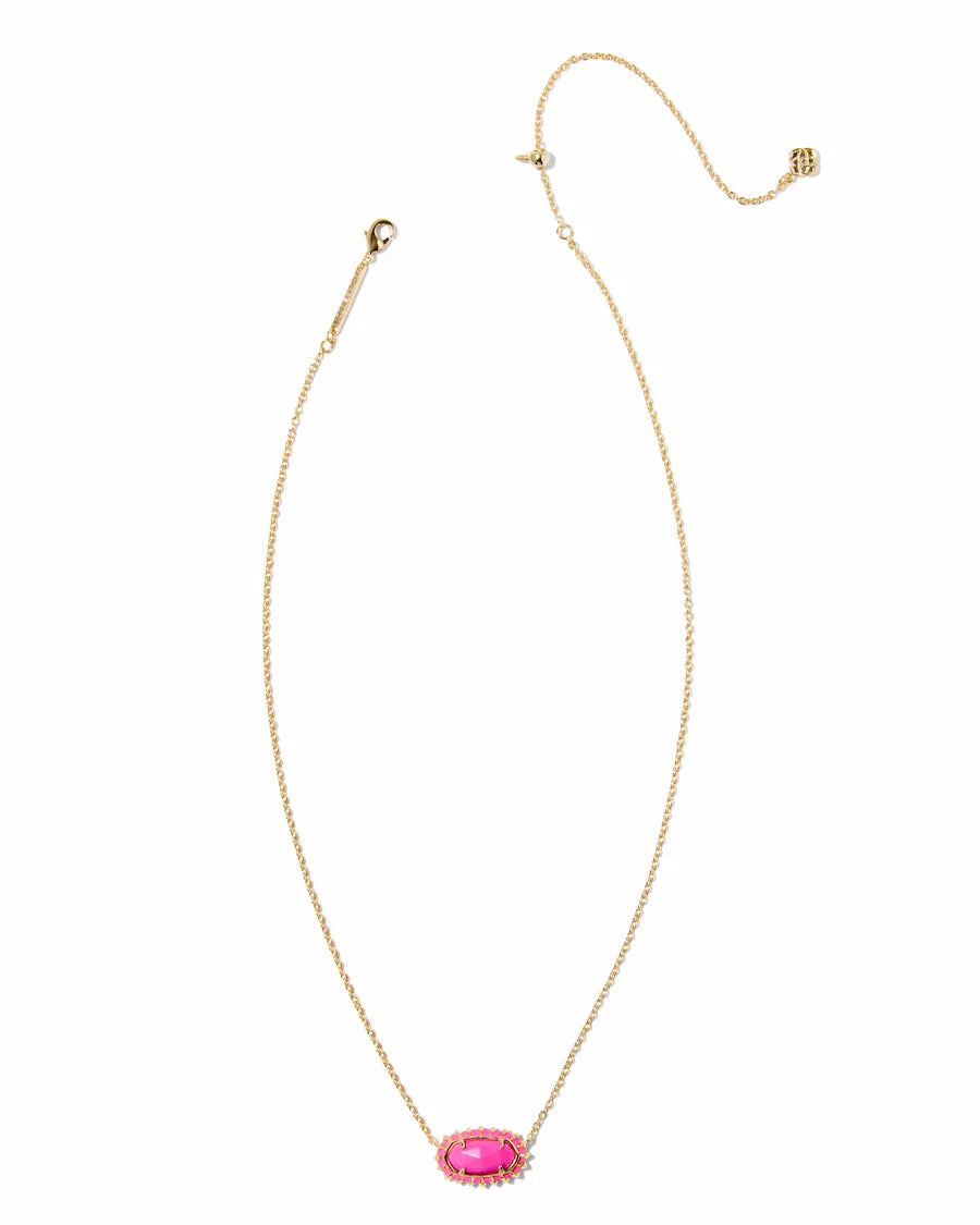 Elisa Color Burst Frame Short Pendant Necklace in Neon Pink - Kendra Scott
