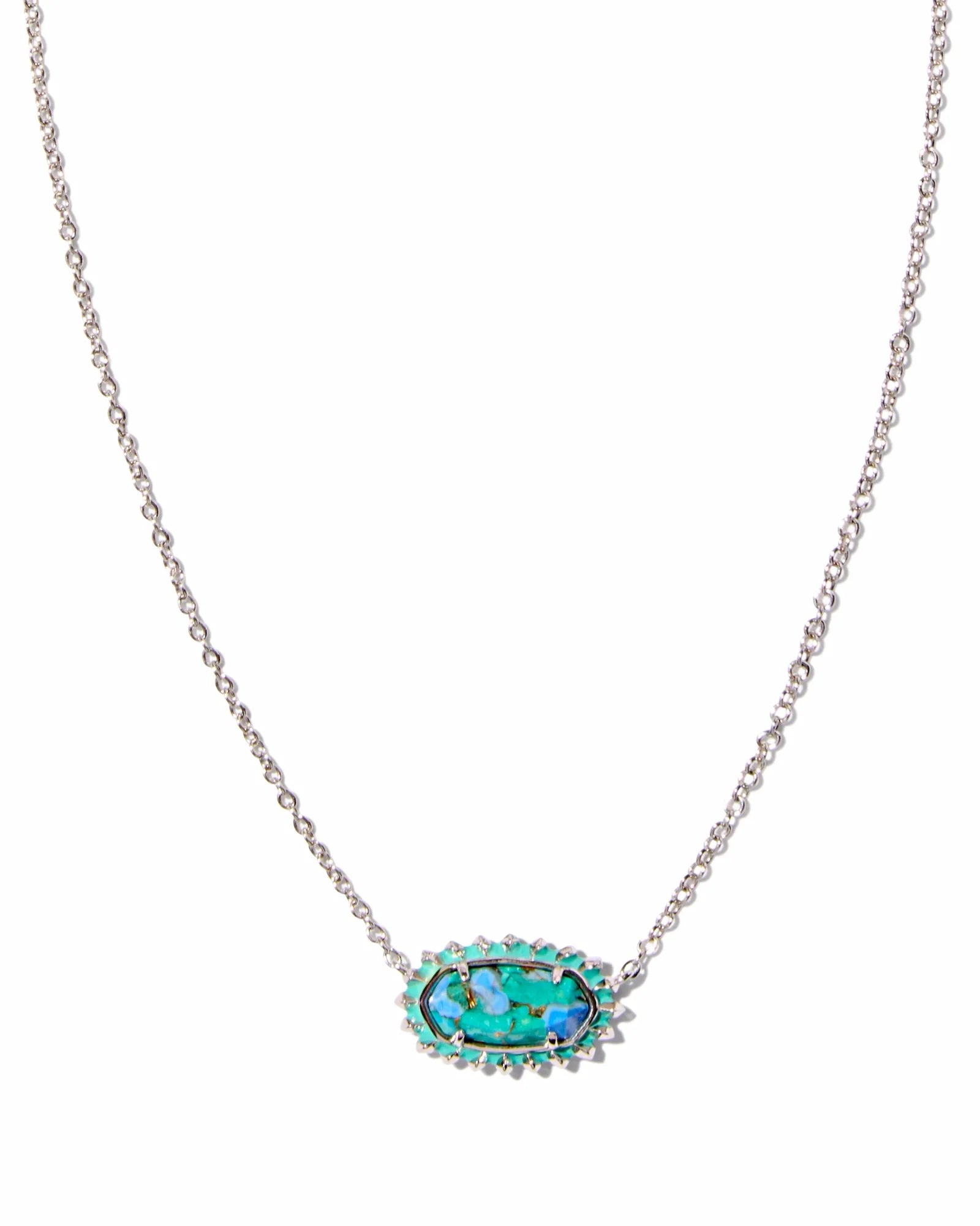Elisa Color Burst Frame Short Pendant Necklace in Veined Aqua - Kendra Scott