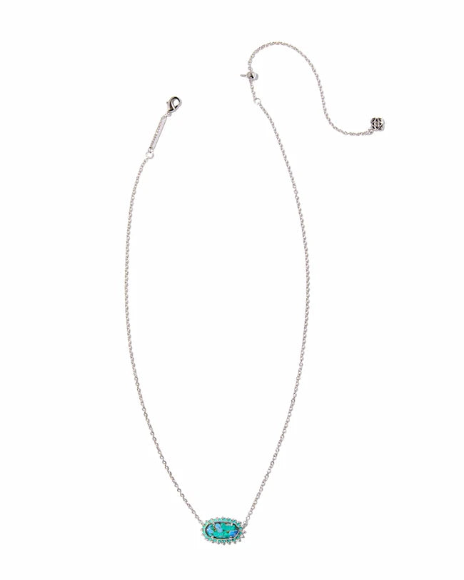 Elisa Color Burst Frame Short Pendant Necklace in Veined Aqua - Kendra Scott
