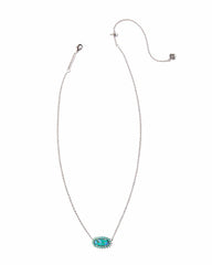 Elisa Color Burst Frame Short Pendant Necklace in Veined Aqua - Kendra Scott