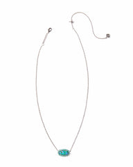 Elisa Color Burst Frame Short Pendant Necklace in Veined Aqua - Kendra Scott