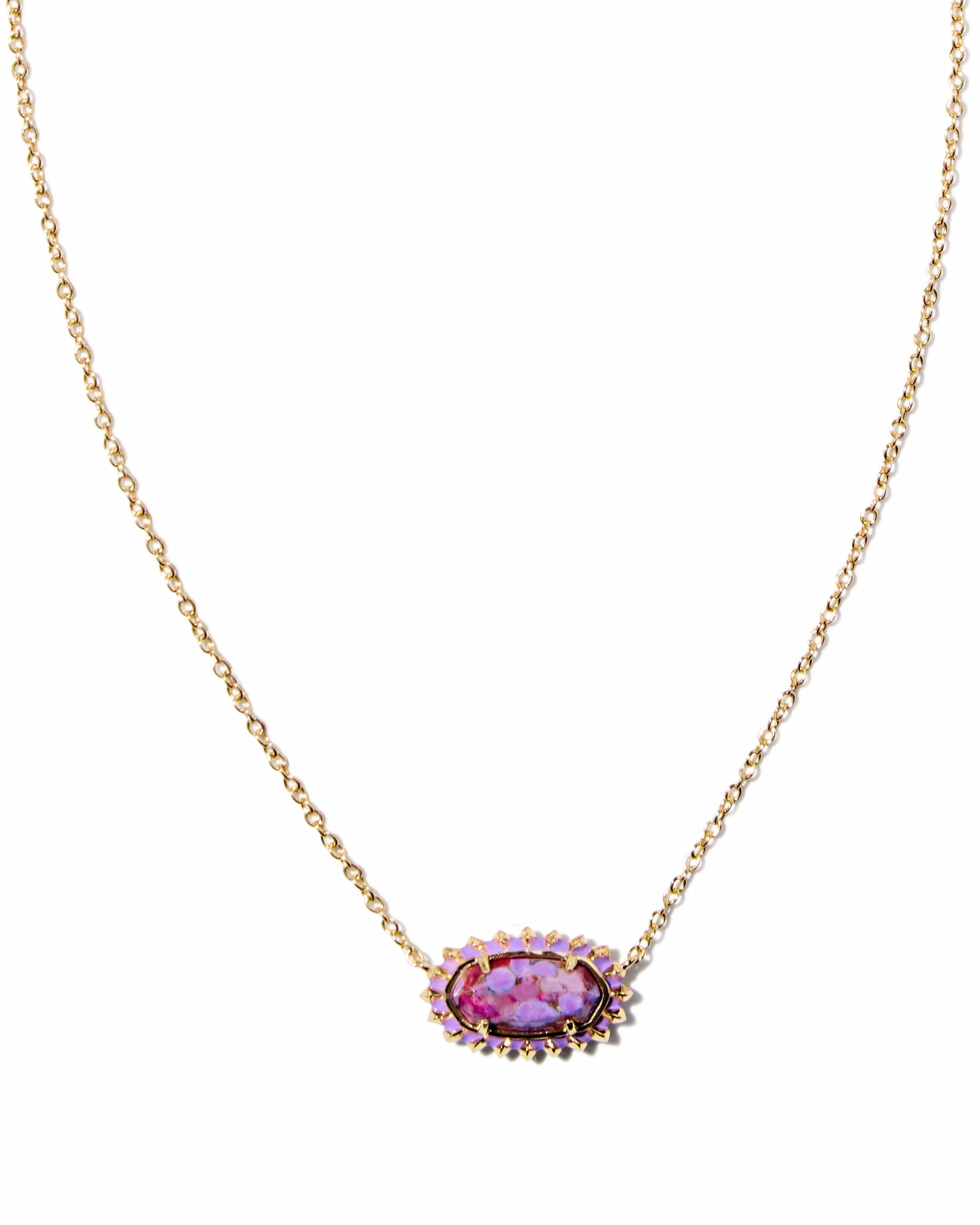 Elisa Color Burst Frame Short Pendant Necklace in Veined Violet - Kendra Scott