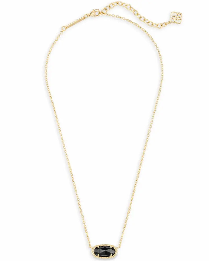 Elisa Gold - Black Opaque Glass Necklace Chain View