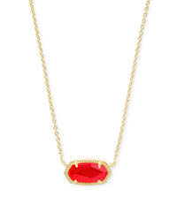 Elisa Short Pendant Necklace Gold Red Illusion Front View