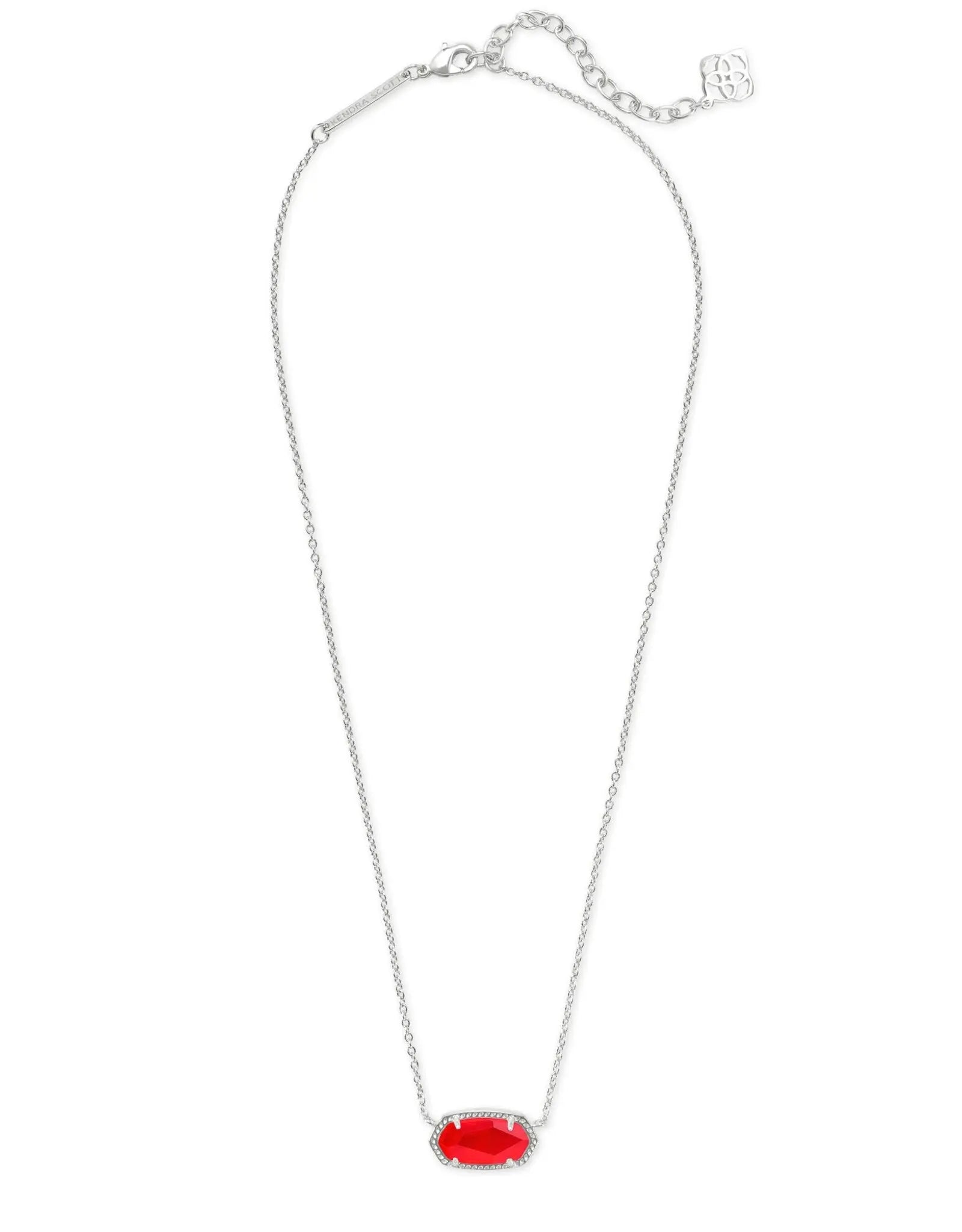 Elisa Short Pendant Necklace Rhodium Red Illusion Chain View